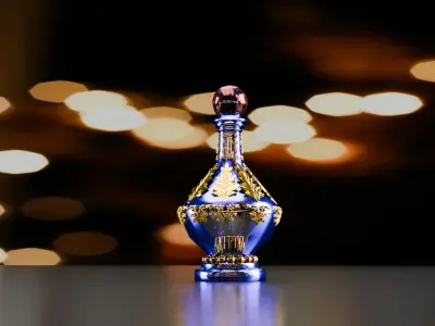 Blue Perfume In Glass Bottles 3D model