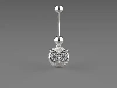 Owl Navel stl 3d Piercing in 3 Sizes and 3 Different Sizes p0011 3D print model