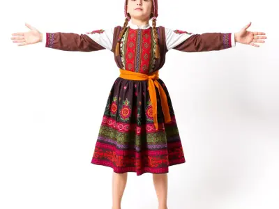 Traditional Folk Dress model pack Low-poly 3D model