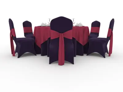 Banquet Table and Chair 52 3D model