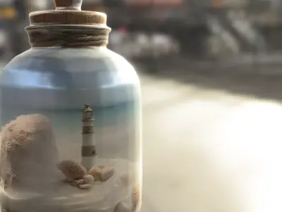 Lighthouse in Glass Jar Diorama Low-poly 3D model