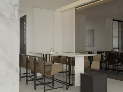 Modern living room dining room bedroom interior scenes 519 3D model