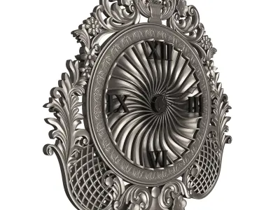 Classic Wall Clock 03 Chrome Low-poly 3D model