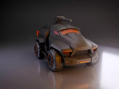 Stylized Modular Armed Jeep  Game Ready Vehicle Low-poly 3D model