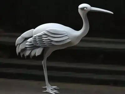stork sculpture of bird 3D model