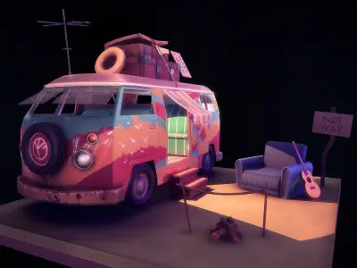 Peace Van Low-poly 3D model