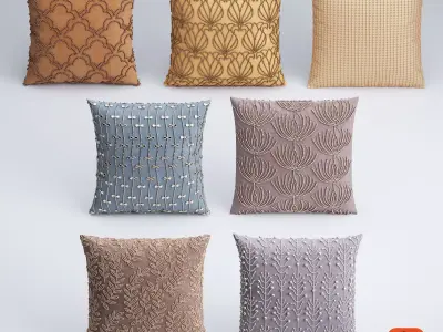 Pillows collection lavender pillow with beading 3D model