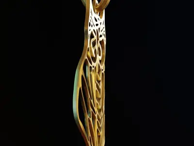 Owl Stylized Wireframe Pendant Amulet Necklace 3D print model