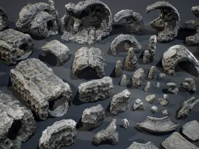Ancient Cavern Set I - Cave Rocks Asset Pack Unreal Engine Low-poly 3D model