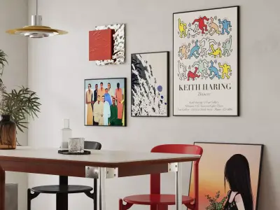 Bauhaus Memphis living and dining room interior 3D model