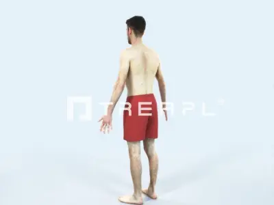 Posture L Beach Animated Rigged Sports Man Low-poly 3D model