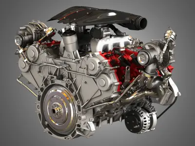 488 Pista Engine - V8 Twin Turbo Engine  3D model