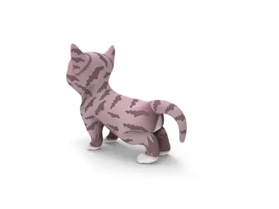 Cartoon Cute Pet Kitten Rigged  Low-poly 3D model