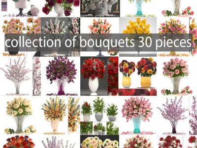 Collection of bouquets 30 pieces 3D model