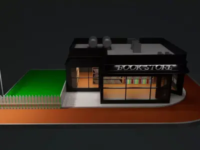 Low Poly Bookstore 3D Model  Modular  Game Ready  Free low-poly 3D model