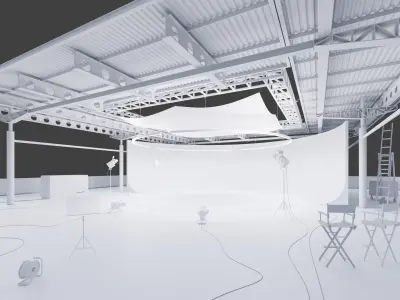 Studio hangar exterior Low-poly 3D model