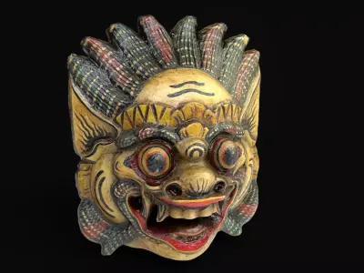 Indonesian ritual mask Low-poly 3D model