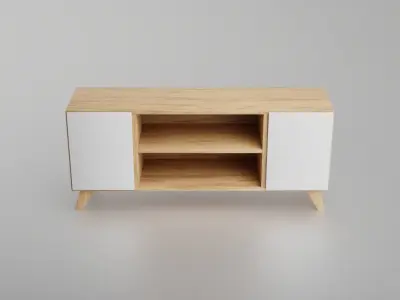 Scandinavian tv stand Low-poly 3D model