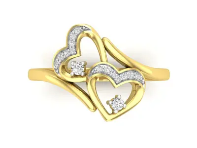 AV 505 Heart In Heart Diamond Finger Ring 3D print model