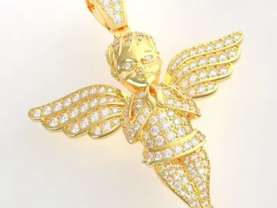 Baby Angel diamond pendant 3D print model