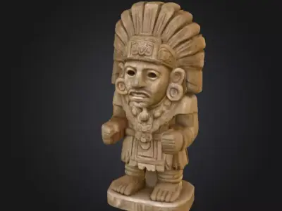 Aztec Warrior Statue Low-poly 3D model