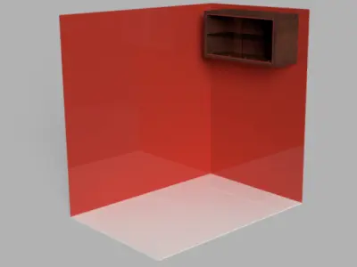 Wooden Wall Cabinet with Sliding Glass Doors 3D Model Low-poly 3D model