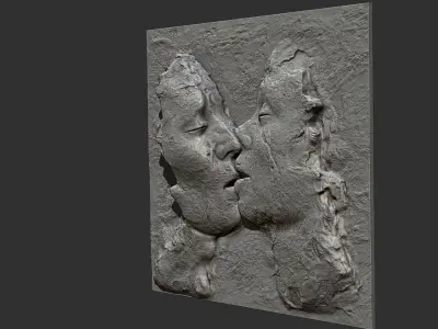 Kissing couple wall decor  for cnc carving 3D print model