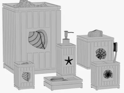 Seaside Seashell Coastal Bath Accessories 3D model