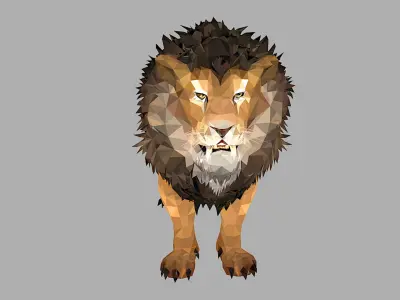 African Lion Animal Mammal Hunter Lowpoly Art Cat PolyArt Low-poly 3D model