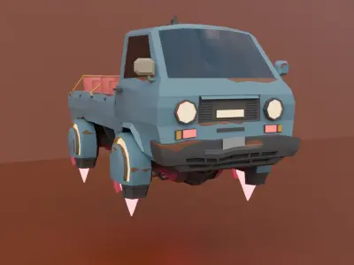 Sci-fi Flying Car Low-poly 3D model