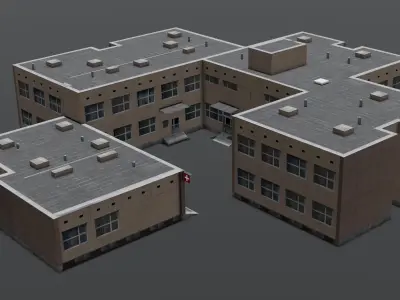 Hospital Building 3D Model Low-poly 3D model