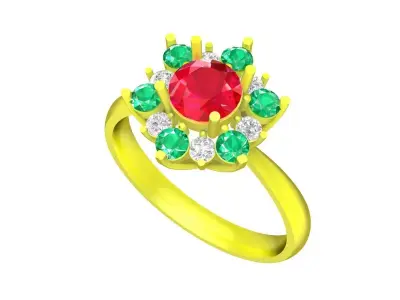 Luxury Floral Cluster Gemstone Ring  4867 3D print model