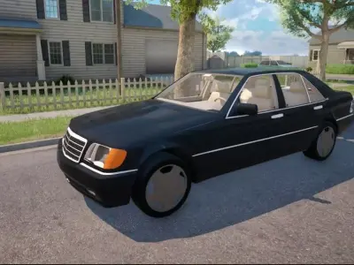 Old Sedan W140 Mercedes Low-poly 3D model
