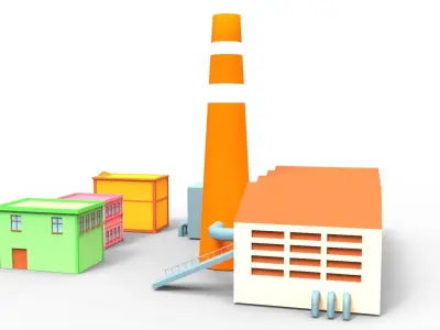 Town building cartoon Free low-poly 3D model
