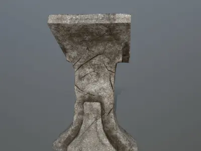 lectern stone bench Low-poly 3D model