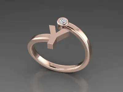 Jewelry Alphabet Ring Y 3D print model