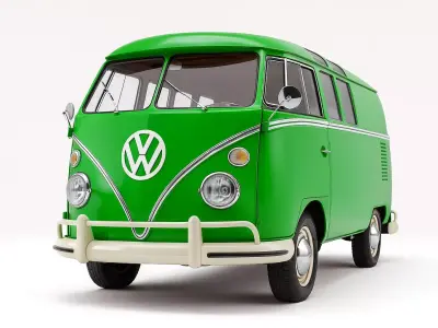 Classic VW Bus T2a 1967 Low-poly 3D model