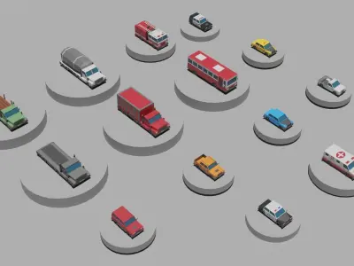 city vehicle pack 1 Low-poly 3D model