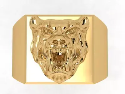 Tiger Head Ring for Men 3D print model