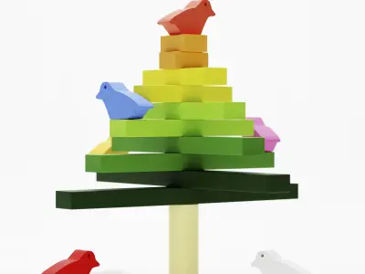 Wooden Block Toy set 3D model