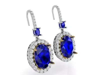 Oval Halo Earring 3978 3D print model