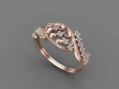 Women Ring Diamond Stone STL 3DM Lightweight Printable 3D print model 61