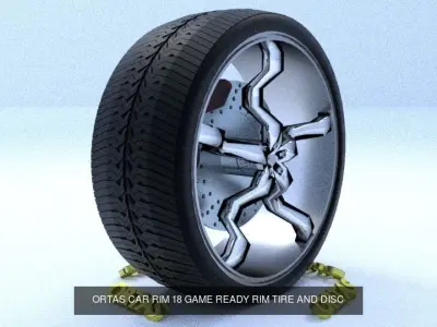 ORTAS CAR RIM 16-17-18-19-20 GAME READY RIM TIRE AND DISC 3D Model Pack