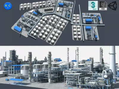 Refinery oil Low-poly 3D model