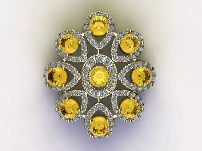 Pendant with natural gem cambodia 3D model