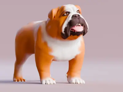 Low poly - Stylized dog - Bulldog Low-poly 3D model