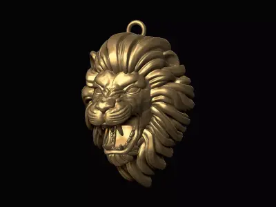 Furious Lion Head Pendant 3D print model