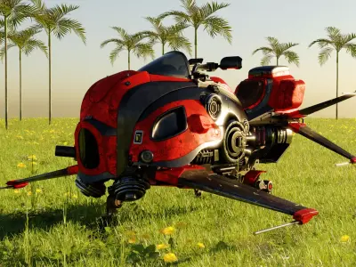 HoverBike robot Low-poly 3D model