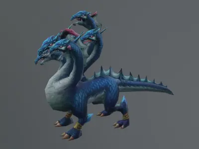 Multi Head Snake Dragon Low-poly 3D model