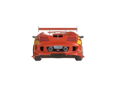 Stylized Orange Sports Car Low Poly Vehicle with Highly detailed 3D model